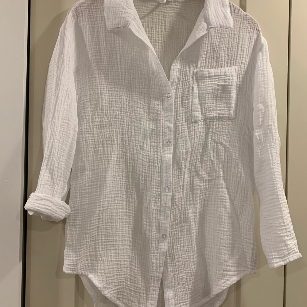 White Textured Women's Blouse